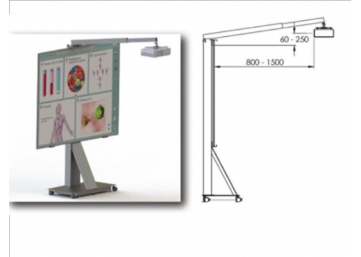 Напольная мобильная стойка для интерактивных досок с диагоналями 64"-87" со штангой для крепления проектора