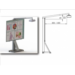 Напольная мобильная стойка для интерактивных досок с диагоналями 64"-87" со штангой для крепления проектора